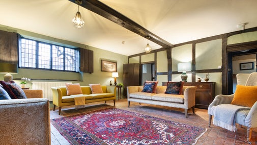 The sitting room at Emley Farmhouse, Surrey